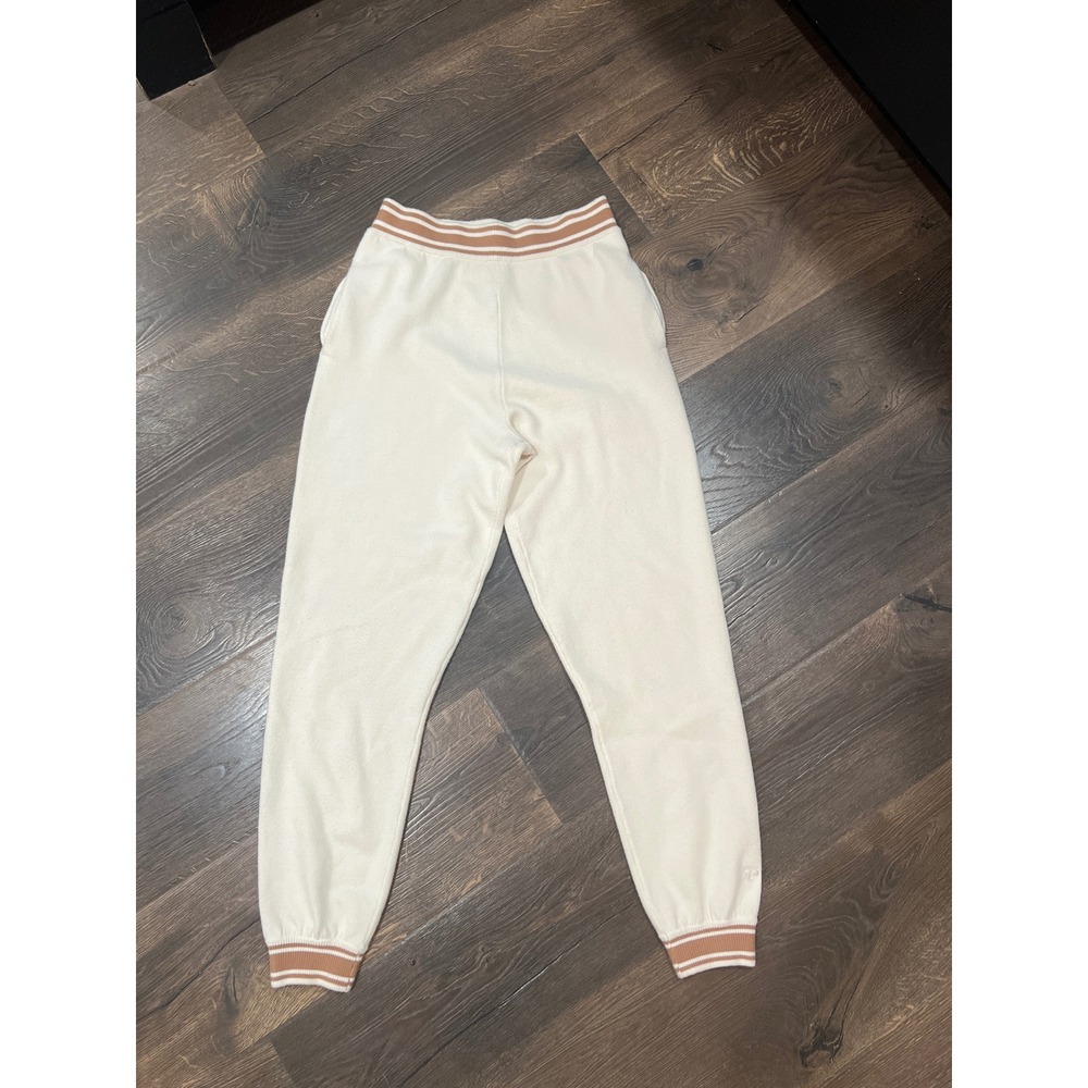 PINK Victoria's Secret Velour Joggers‎ Sweatpants Cream Brown Stripe Size S